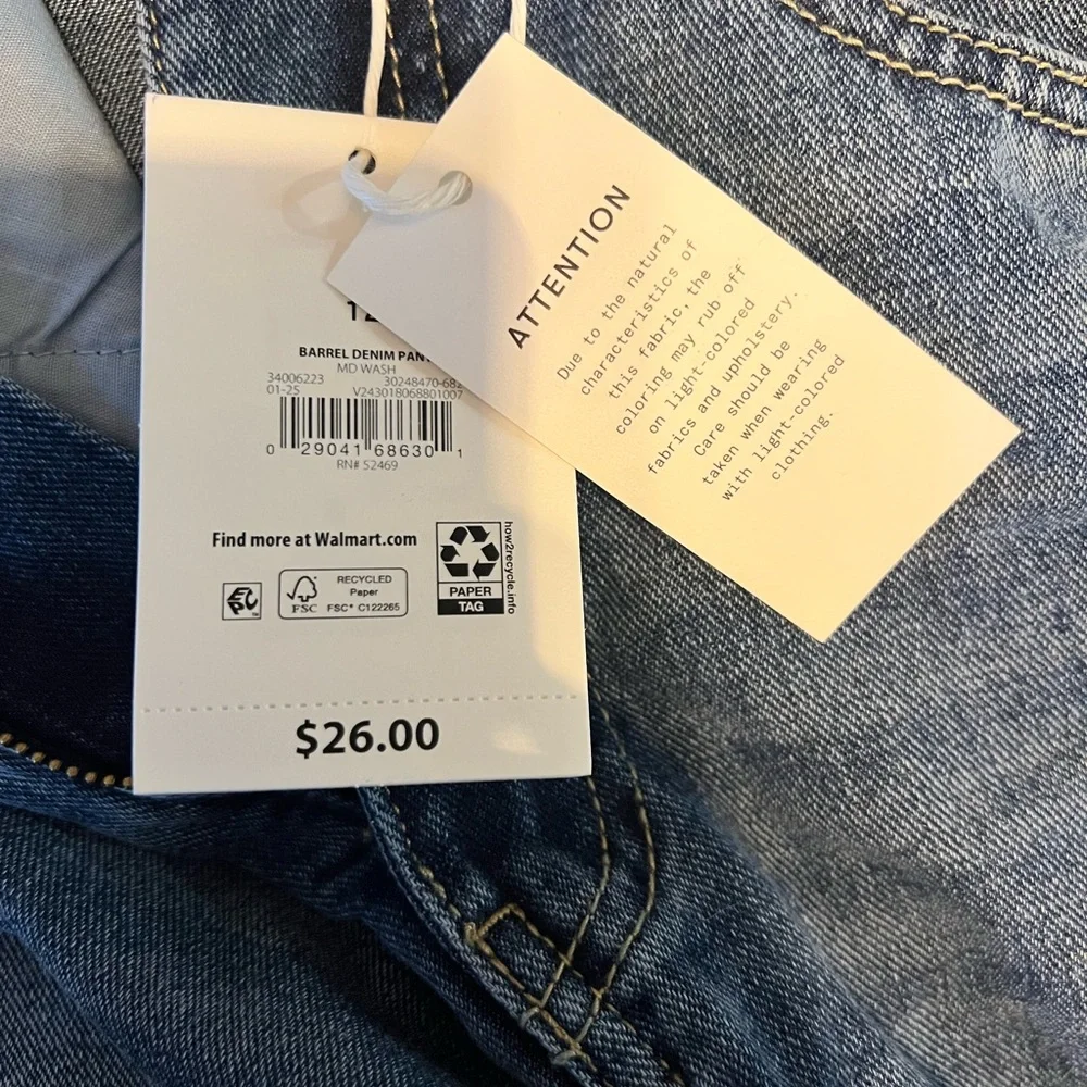 Women's Blue Mid Rise Barrel Leg Flare Jeans - Picture 5 of 6